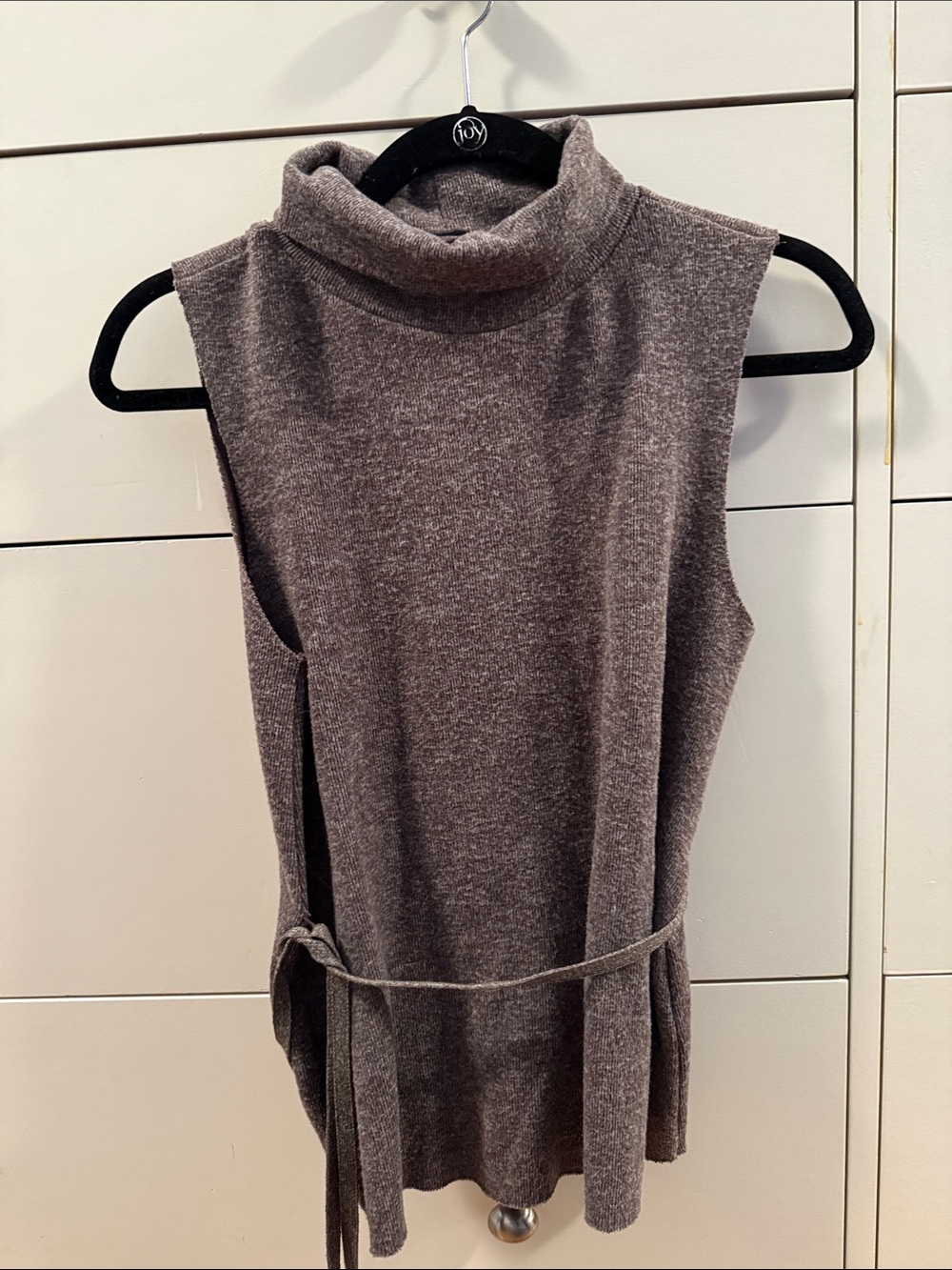 Zara Sleeveless Turtleneck Knit Sweater Vest in Brown